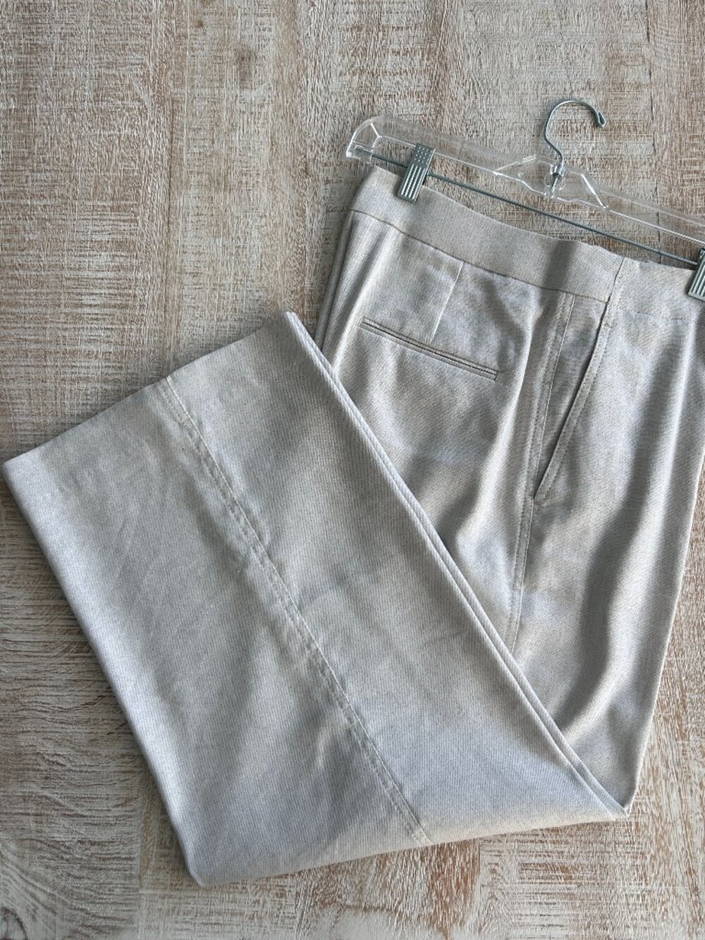Ann Taylor Beige/Tan/Creme Linen blend Pants/Trousers Wide Leg High Rise Size 8